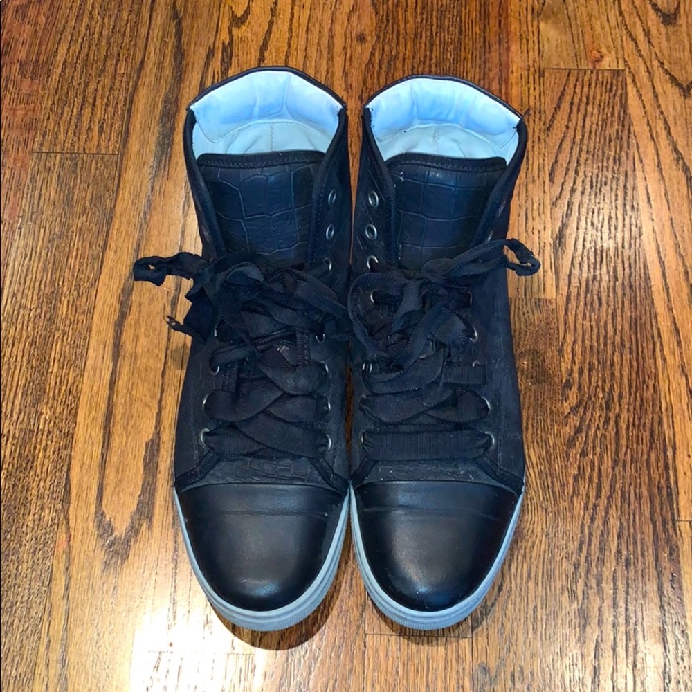 Black leather Lanvin high top sneakers